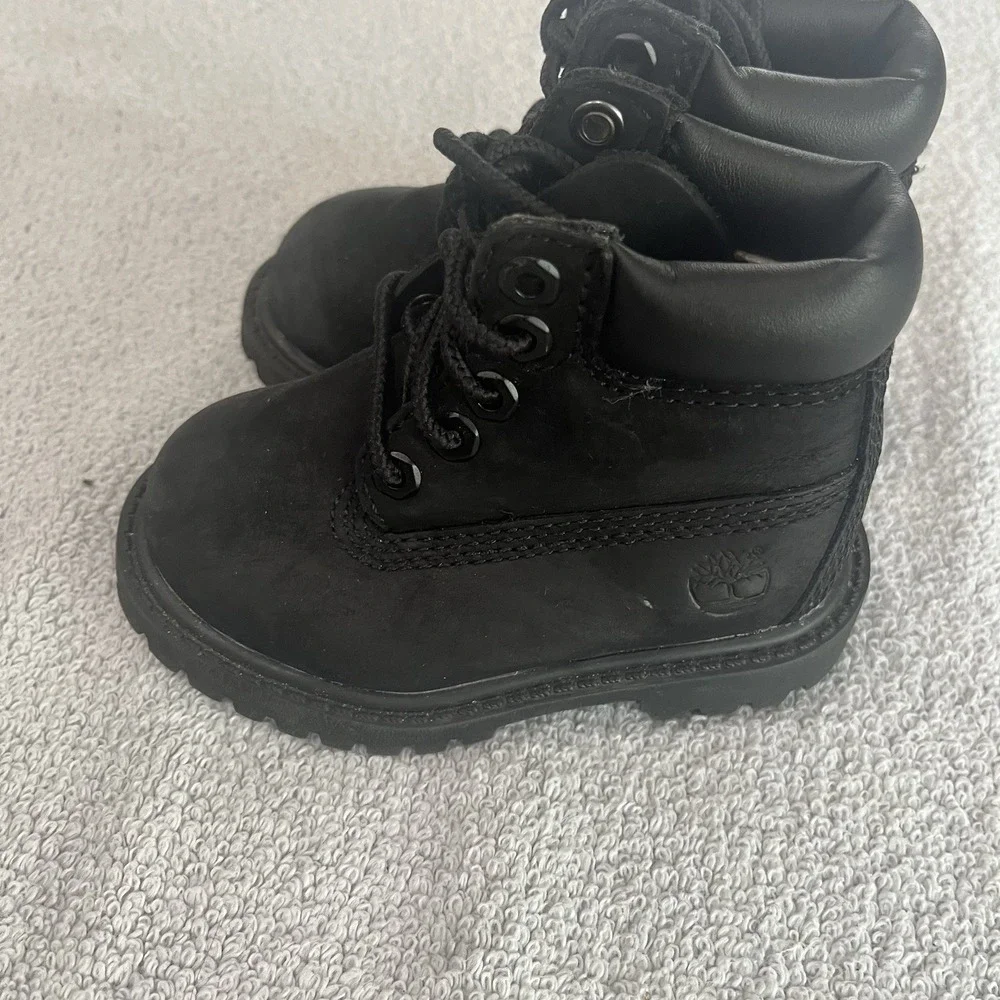 Timberland Toddler Premium Black Nubuck Leather Waterproof Boot Size 4 6